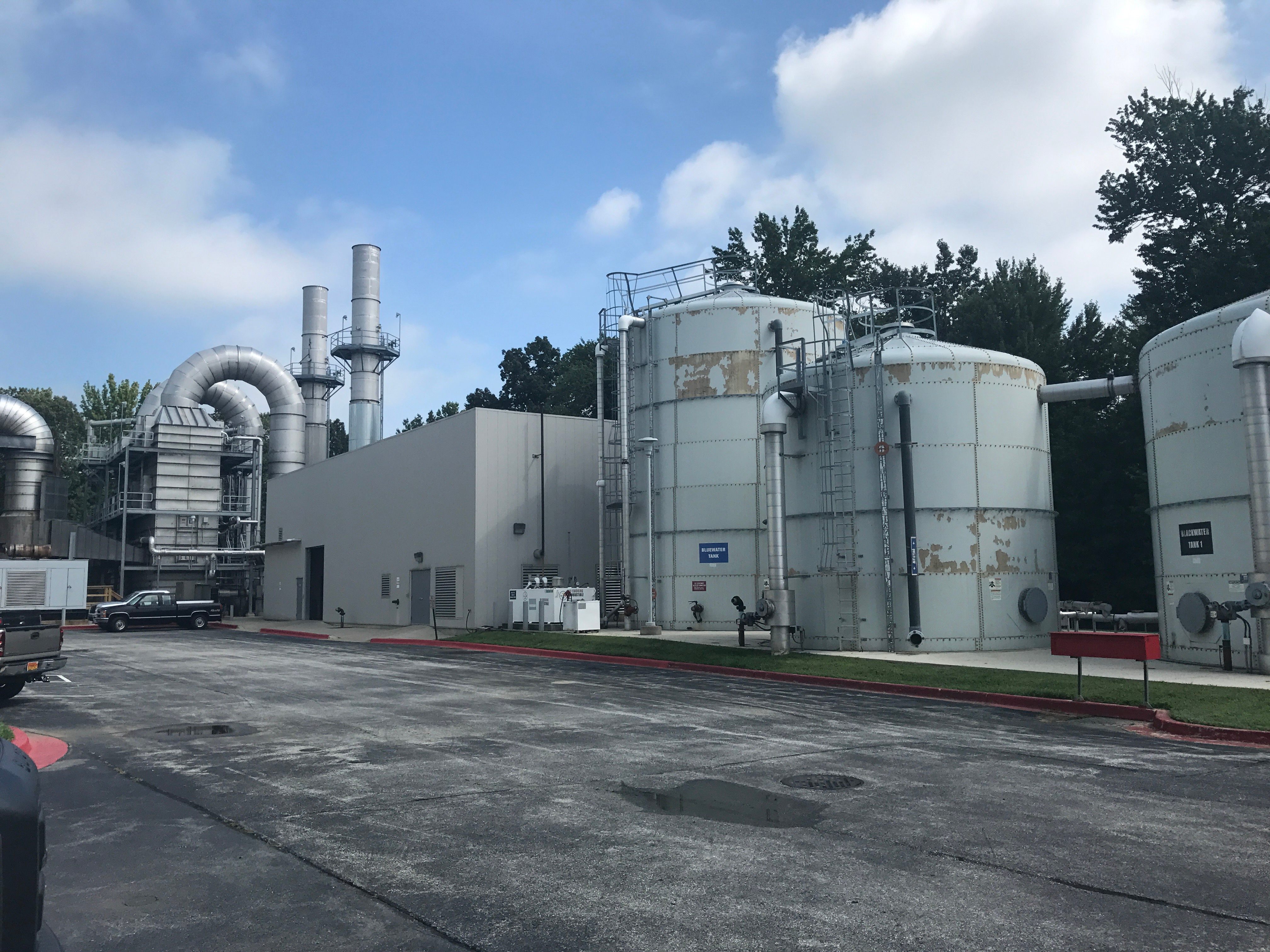 Water tanks and the exhaust system that help contain the fires.
