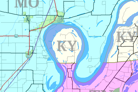 Map depicting Kentucky Bend's isolation