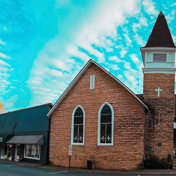 The Cathedral Café maintains the building’s original church exterior.