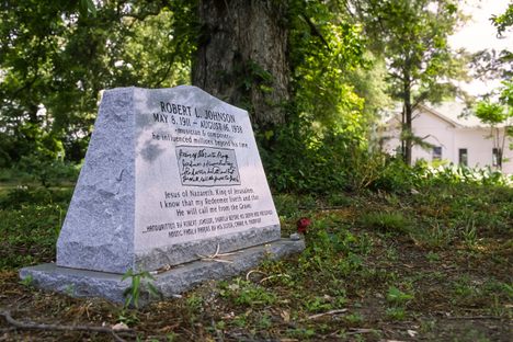 The Johnson memorial at Little Zion Church in Greenwood, Mississippi, where most sources indicate he is buried. 