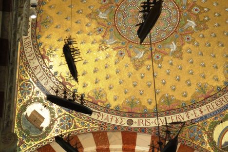 ex-voto of ships in Notre-Dame de la Garde