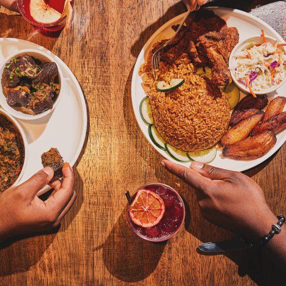 Jollof rice is central to the menu and made with care.