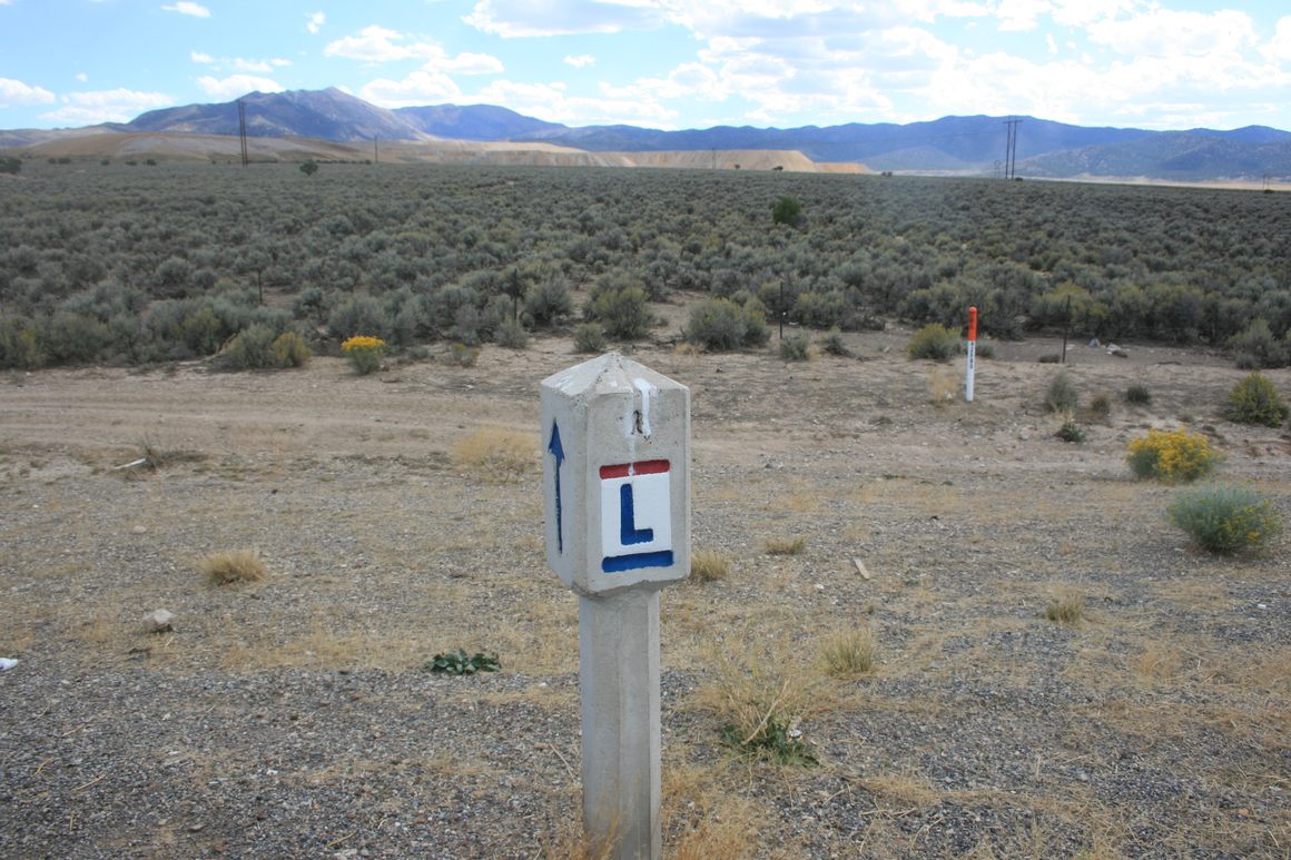 Lincoln Highway Marker at the interpretive sign.