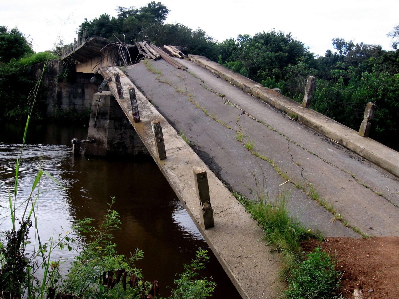 A bridge destroyed by Angola's civil war.