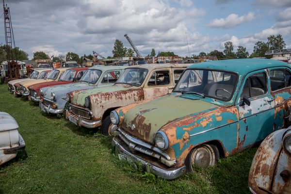 Soviet-era passenger cars.