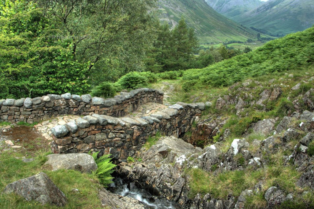The double-backed bridge on the corpse road from Wasdale to Eskdale.