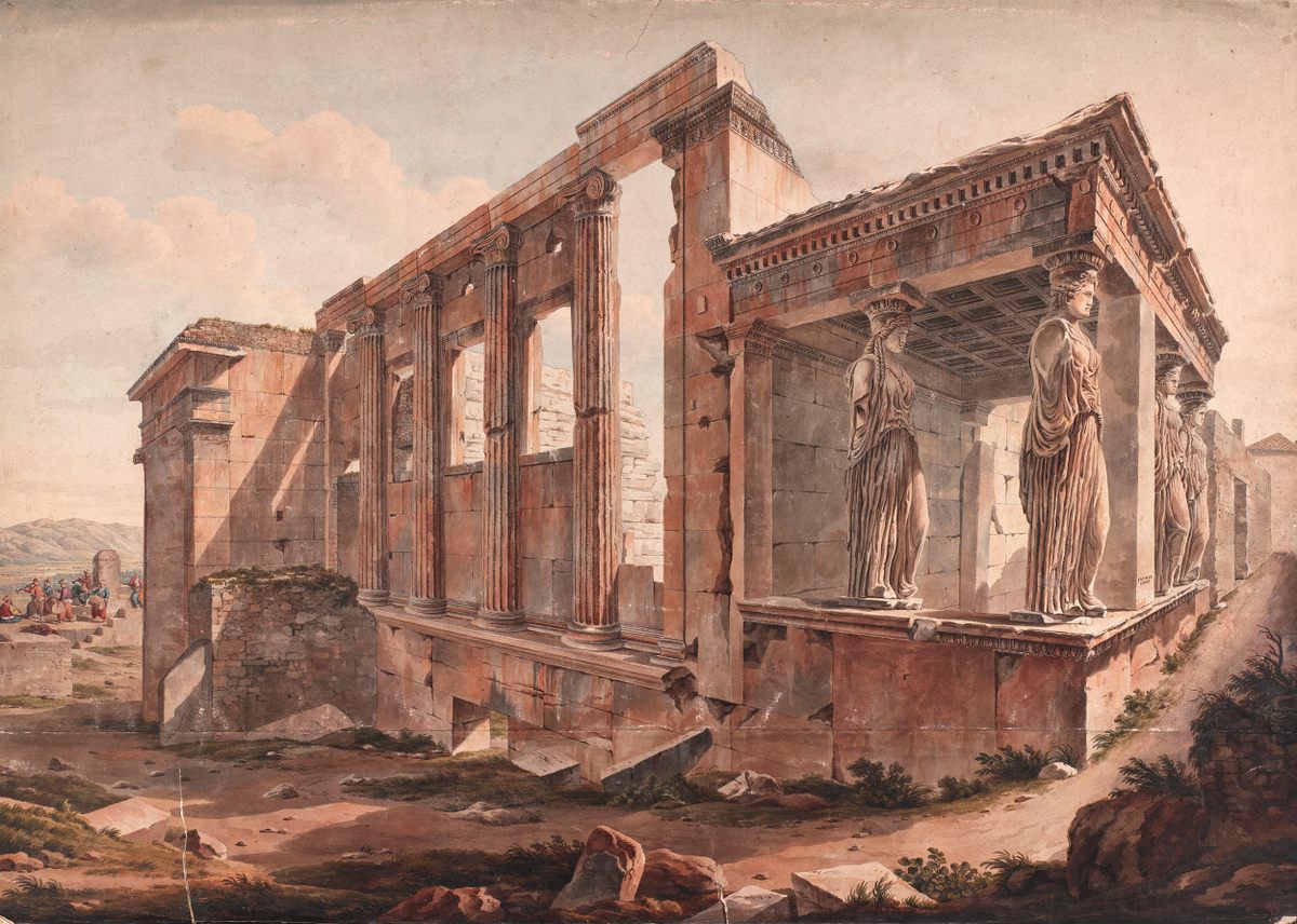 <em>Western end of the Erechtheion from the Southwest</em>, 1805, by Simone Pomardi.