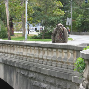 A horseless Headless Horseman standing on the bridge, October 2009.
