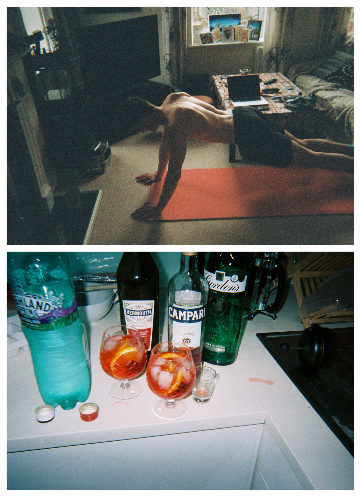 Hunkered down at home in Newcastle, some people worked out. In London, others mixed up some drinks.