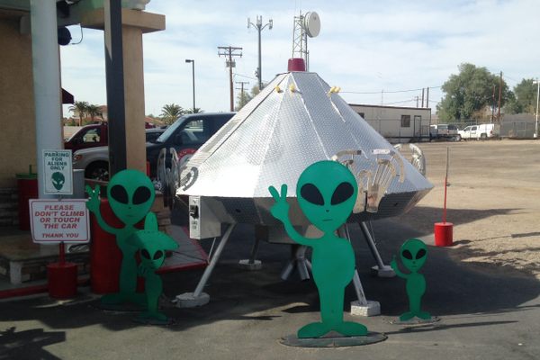 Aliens welcome visitors to the jerky mothership