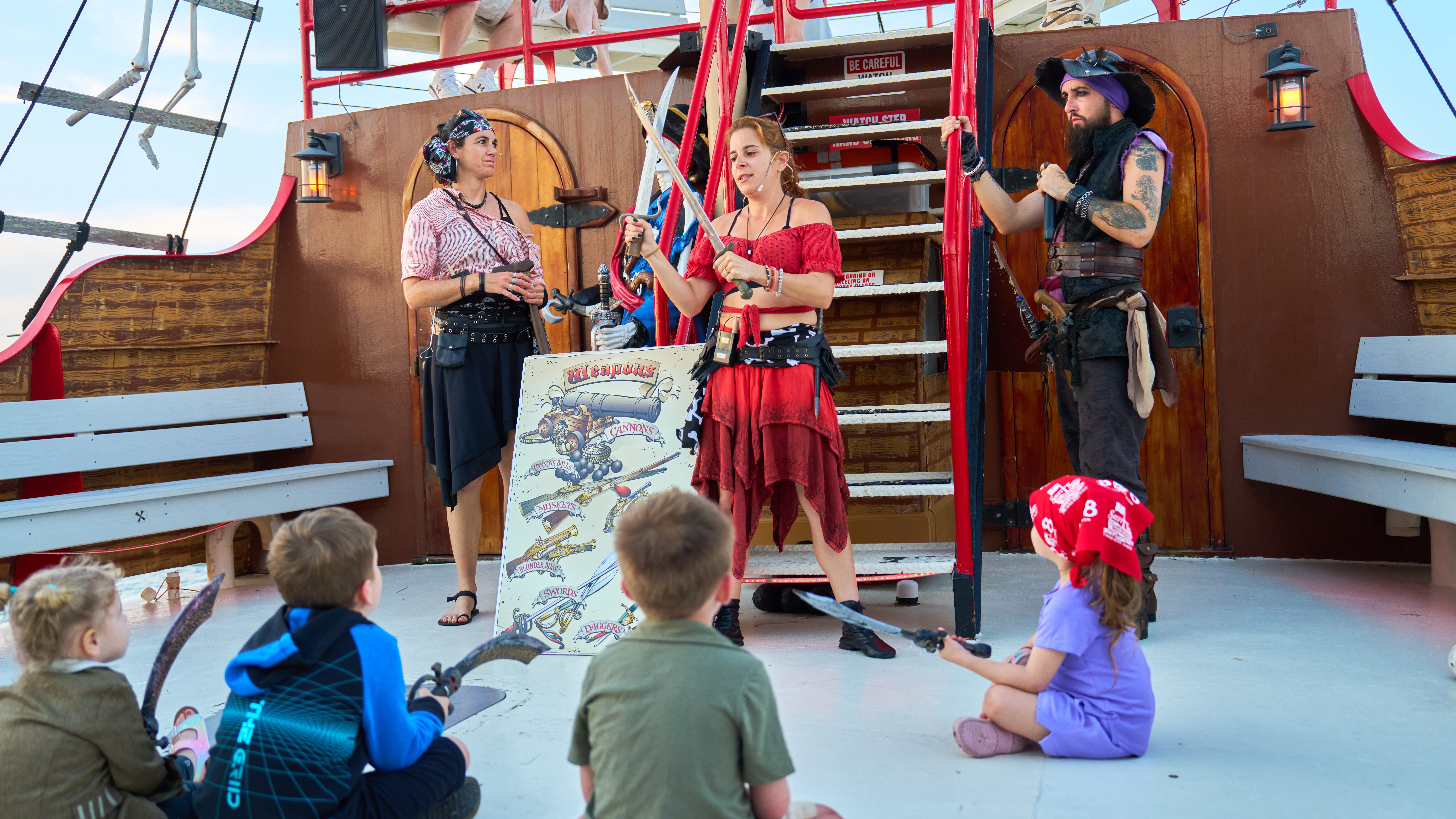 Little buccaneers learn about life on the high seas aboard Salty Sam’s Pirate Cruise.