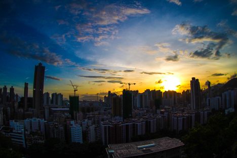 Garden hill sunset