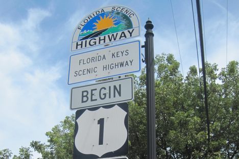 US 1 Mile 0 sign.