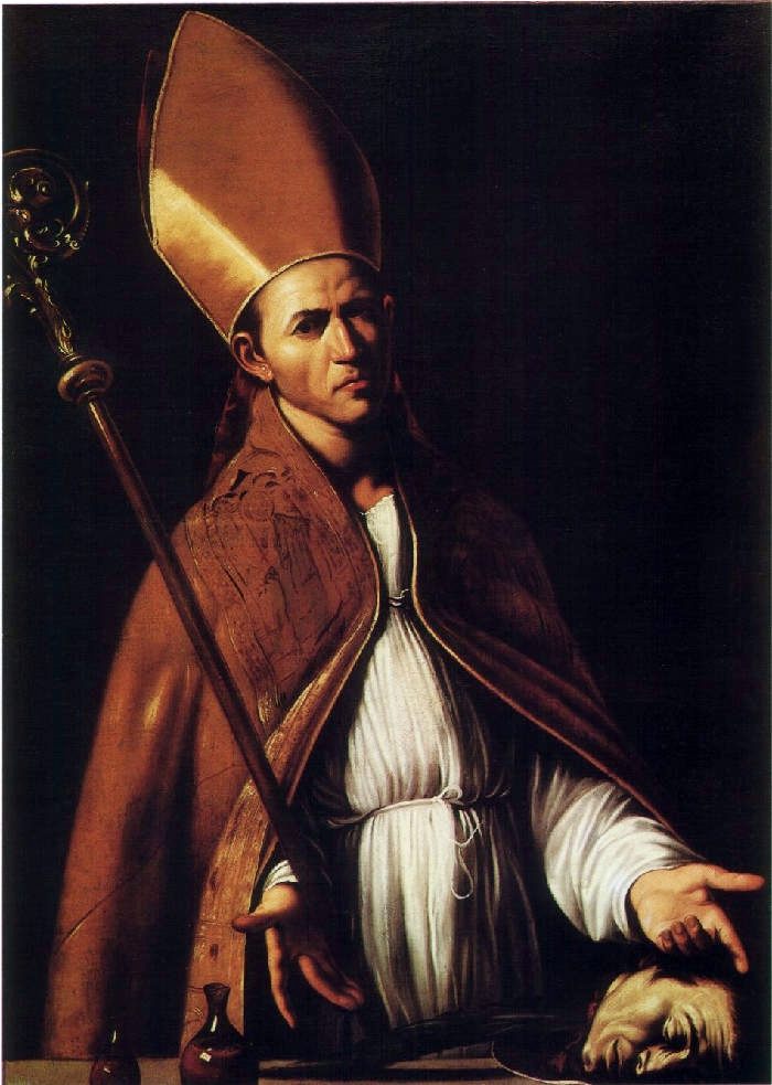 St. Januarius showing his own relics, painted by Michelangelo Merisi da Caravaggio in 1606.