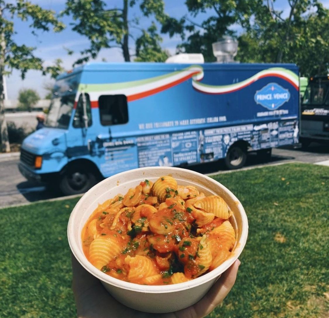 Prince of Venice's conchiglie with shrimp and fresh chopped tomatoes.