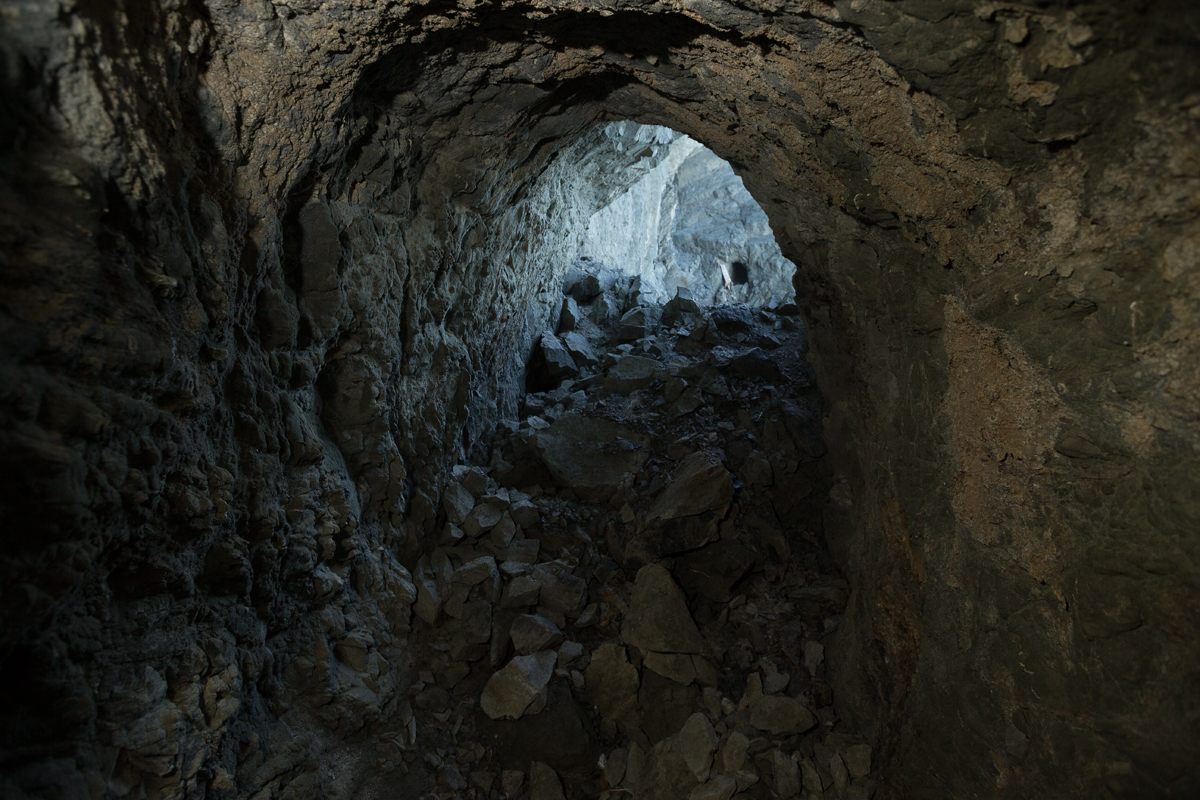 Nearly half of the tunnel has been washed away, leaving a long gap between sections.