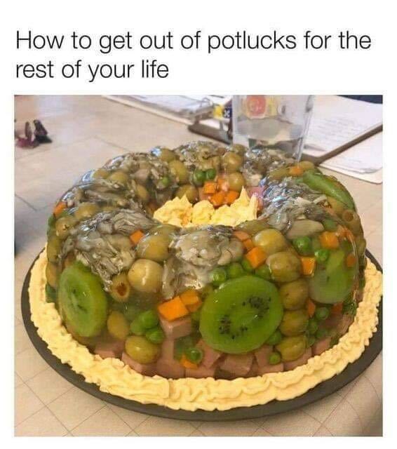 The aptly named "How to get out of potlucks for the rest of your life" aspic.