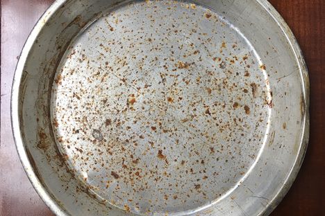 An old pie dish from West Point, with visible knife scratches from years of cadets trying to cut equal pieces.
