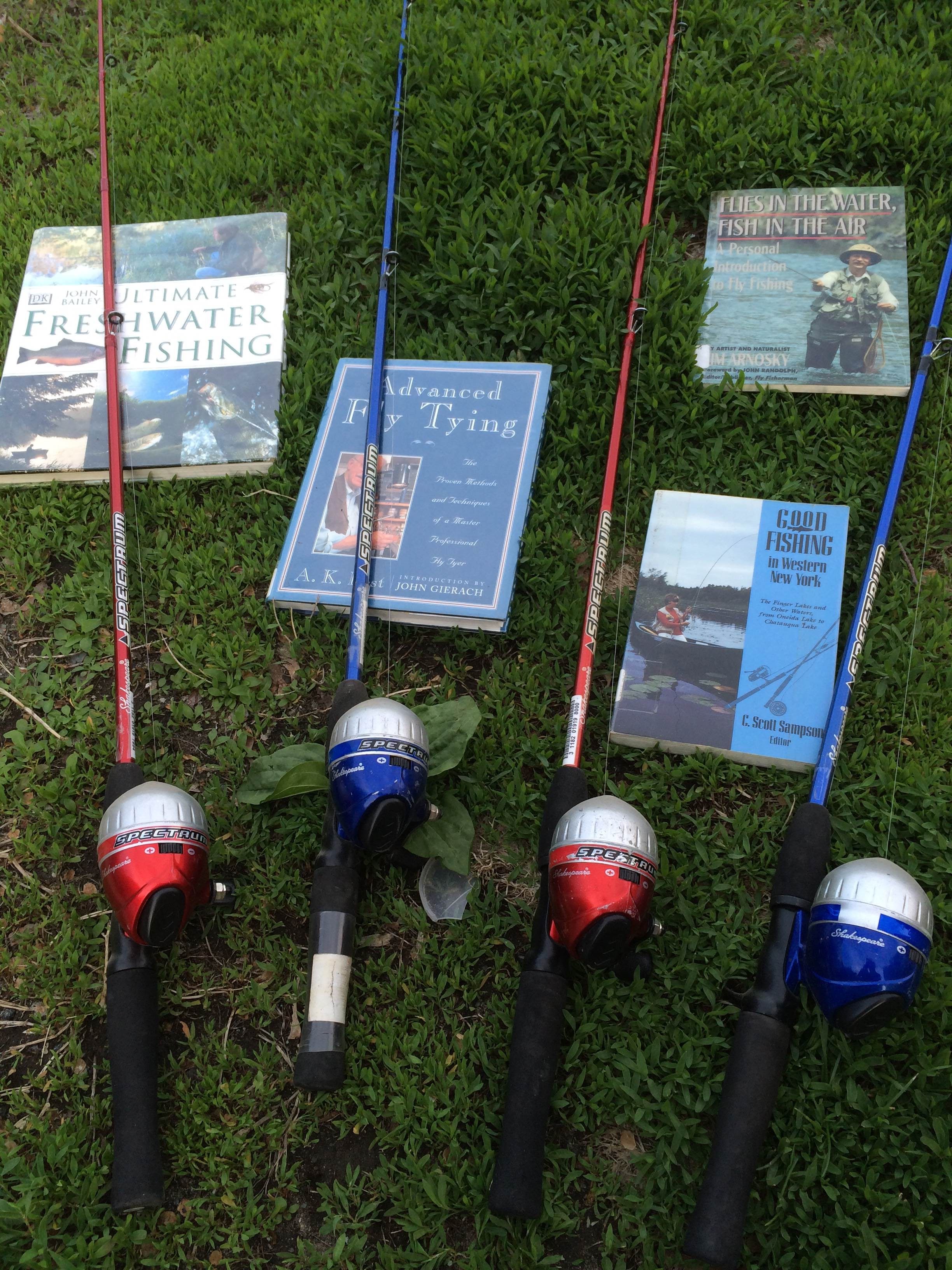 Library fishing poles in their element.