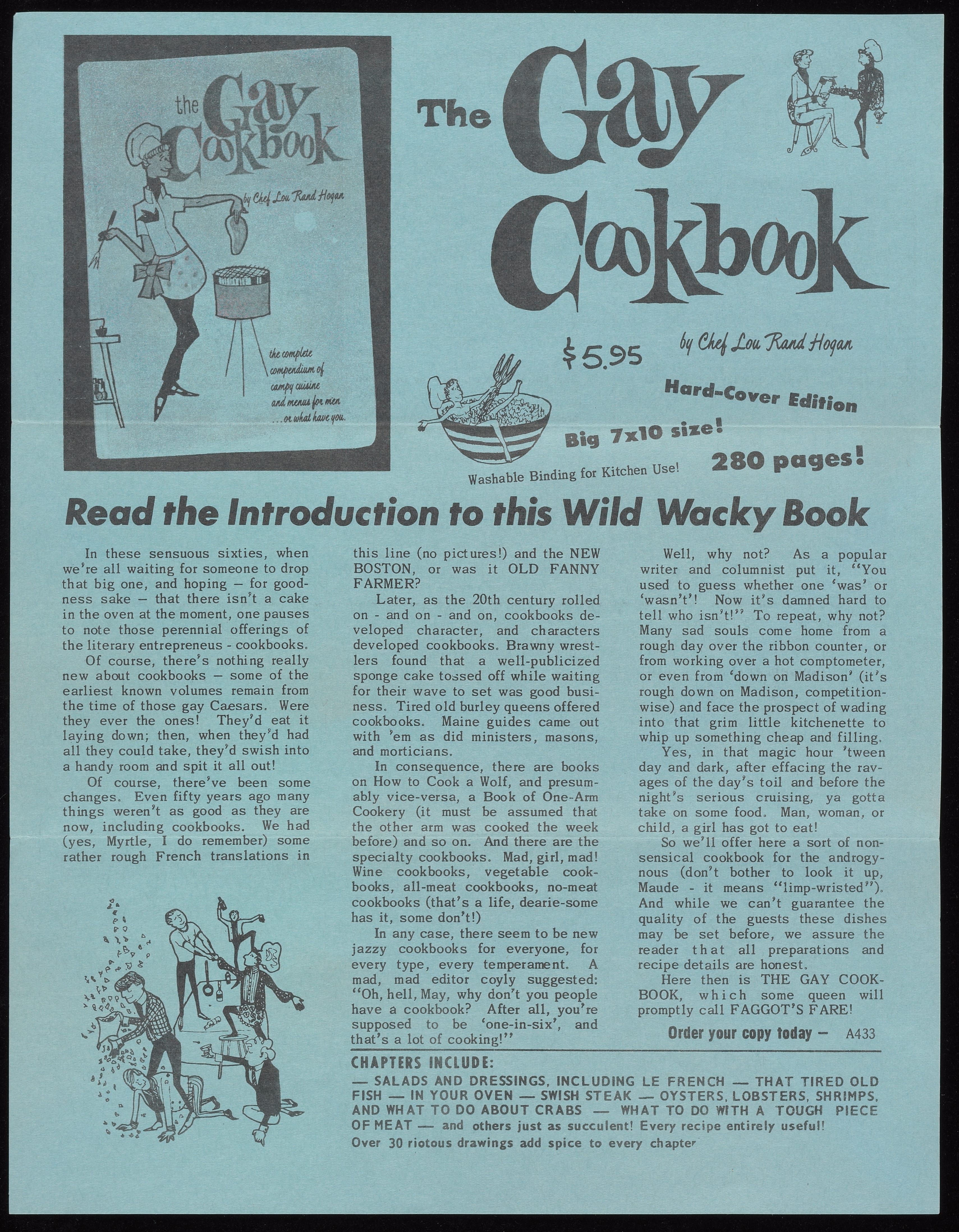 This flyer features the introduction to <em>The Gay Cookbook</em>