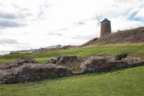 St Monans windmill and salt pans.