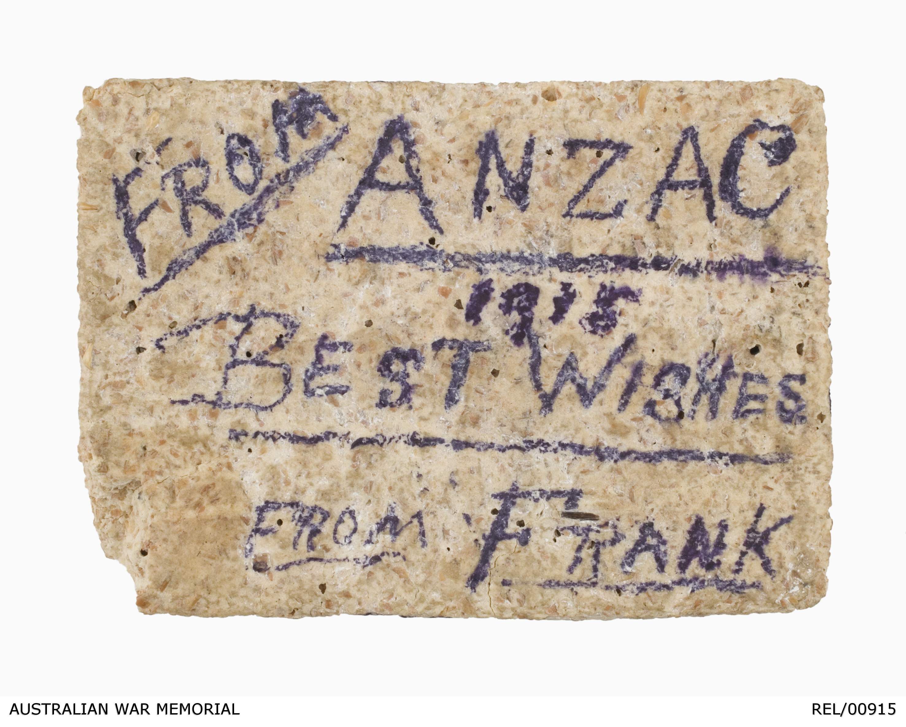 Frank's message to his mother survived a war and 100 years atop a cracker.