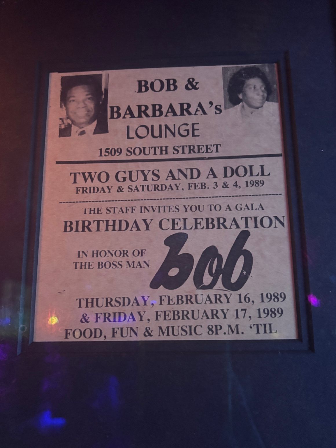 A vintage flyer featuring photos of Bob and Barbara