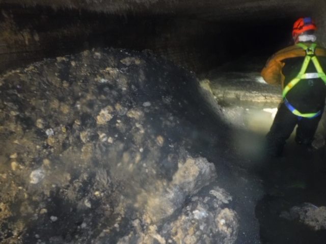 Getting to the fatberg required a bit of sewer spelunking.