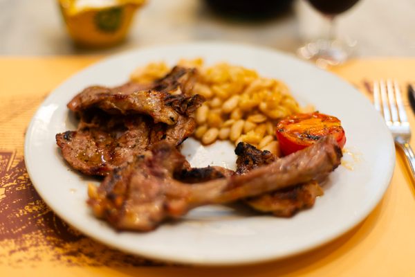 Introducing the real breakfast of champions: grilled lamb chops and beans.