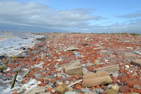 The Blitz remains at Crosby Beach extend over more than a mile of coastline.