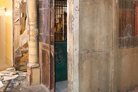 Behind some drywall emerged the building's long-forgotten original elevator. 