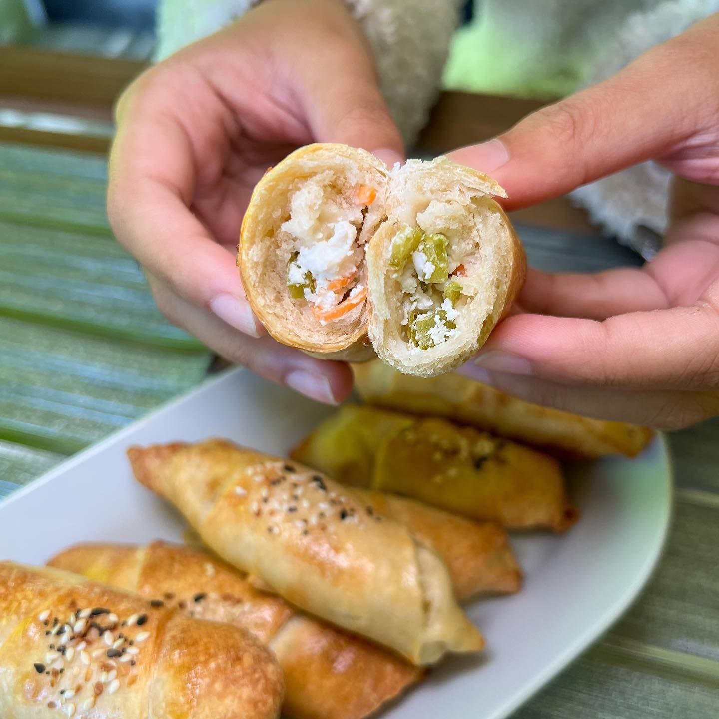 This <em>fatayer</em>, a pastry stuffed with cheese and veggies, is served at Lazeez, New York City's first Sudanese restaurant and a <em>Muslim Foodies</em> favorite.