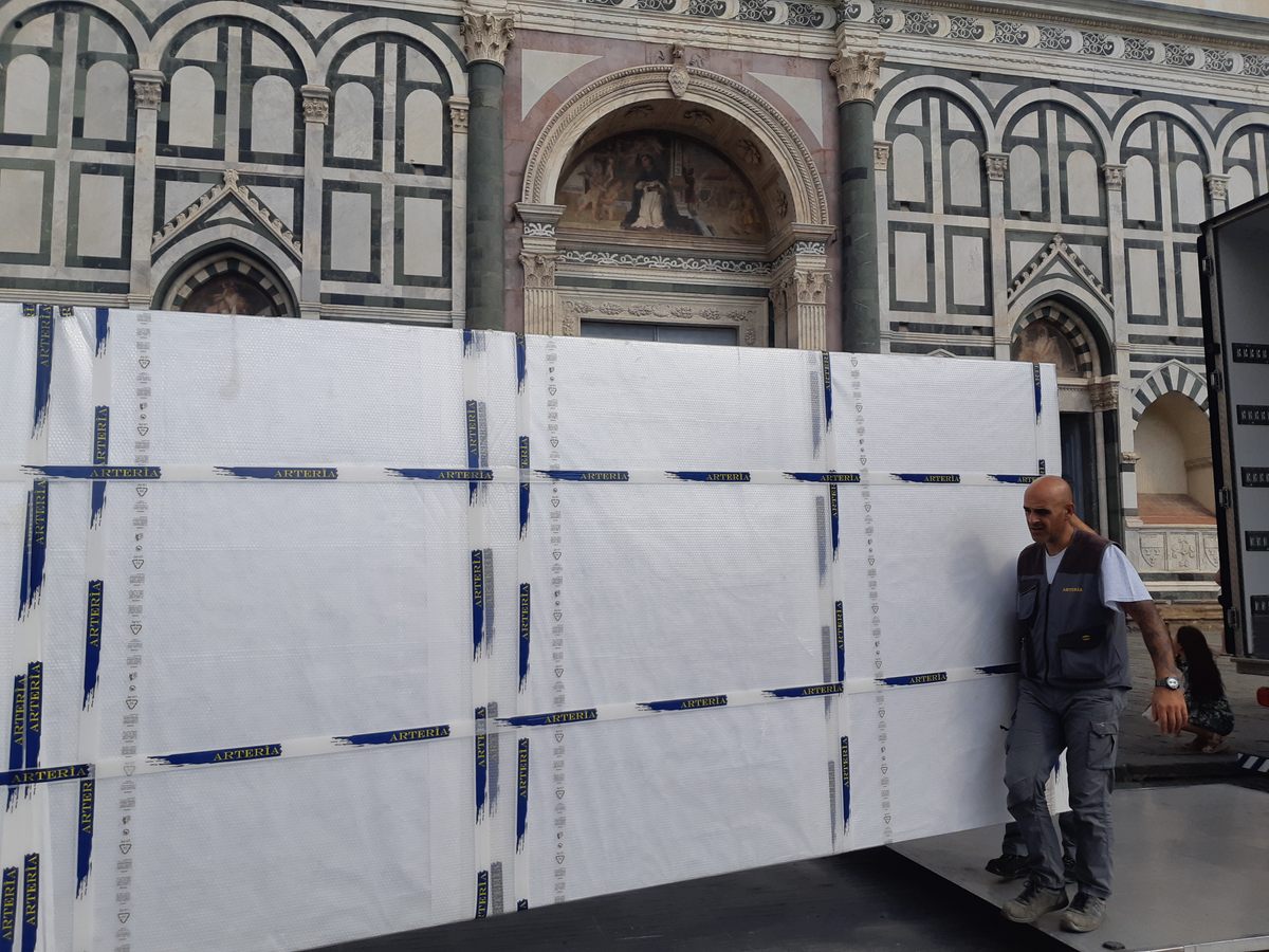 Transfer to the Santa Maria Novella Museum, post-restoration.