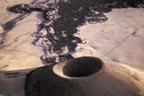 Aerial photo of the volcano. 
