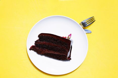 A slice of spectacular, possibly sugar coma-inducing cake. 