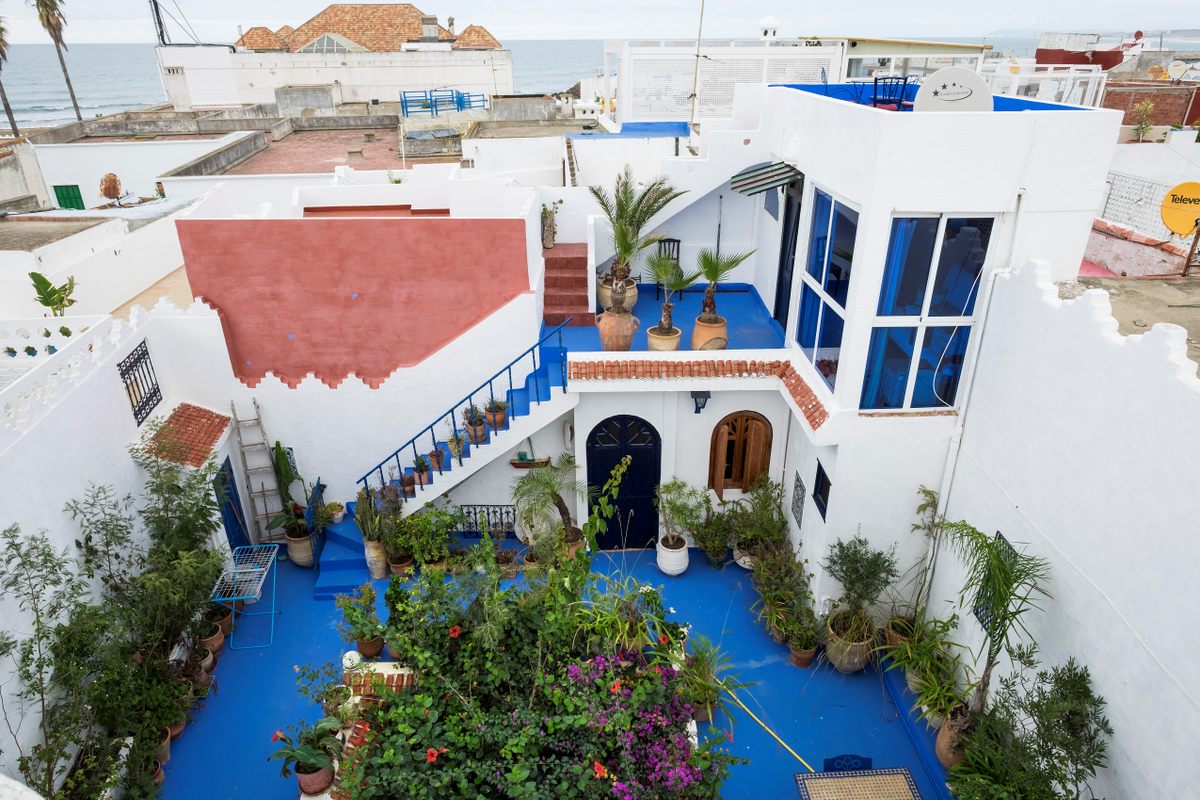 In the coastal city of Asilah, Morocco, aquamarine blue is a fixture in the landscape.