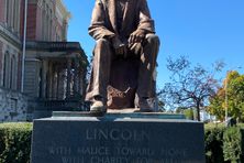 Lincoln overlooking the town of Wabash, IN