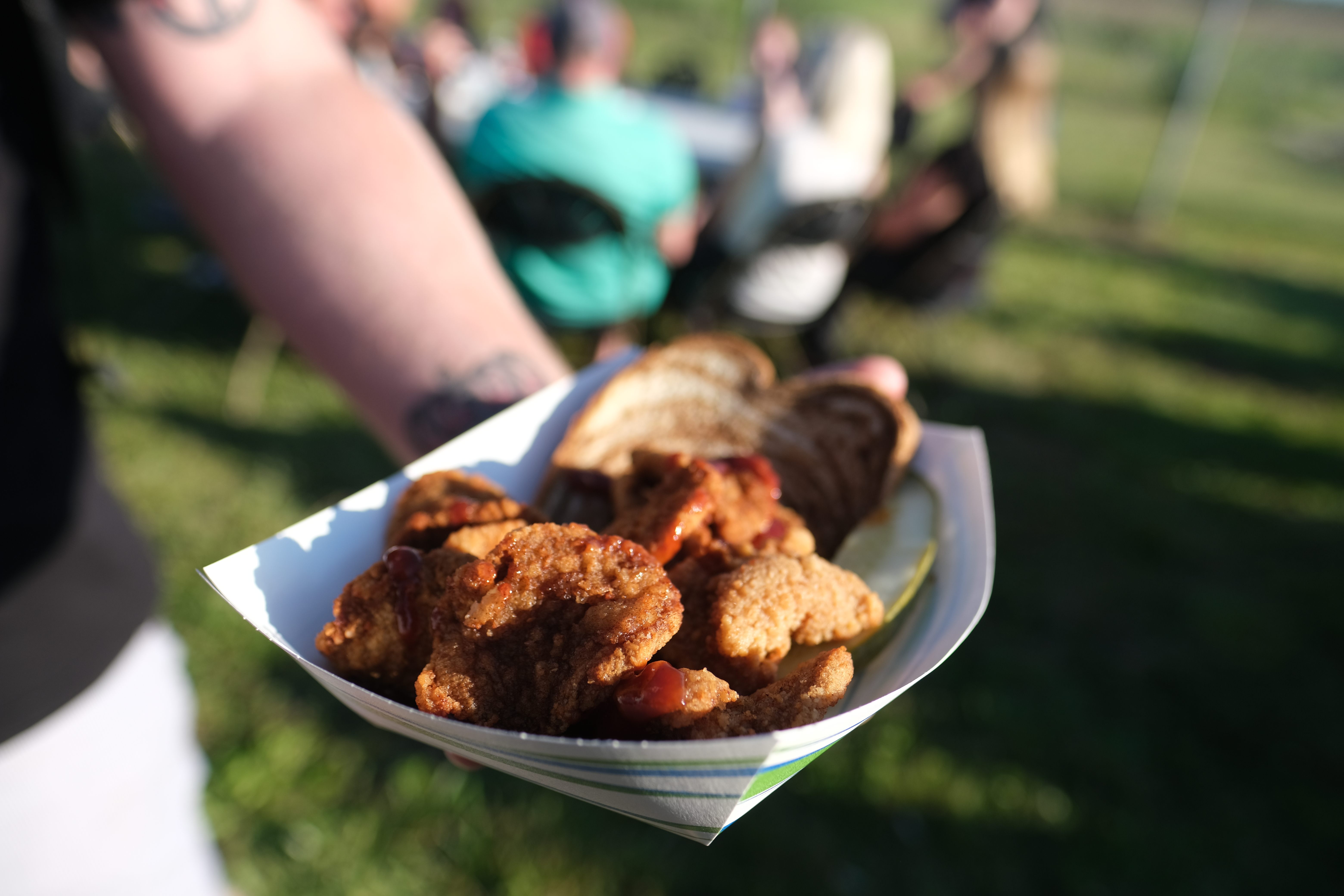 Deep-fried bull testicles at the Testicle Festival in Ashland, NE.