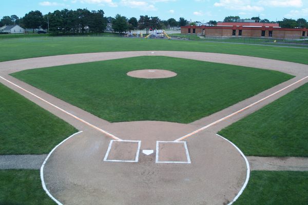 Umpire's view of the diamond at Beyer Park.