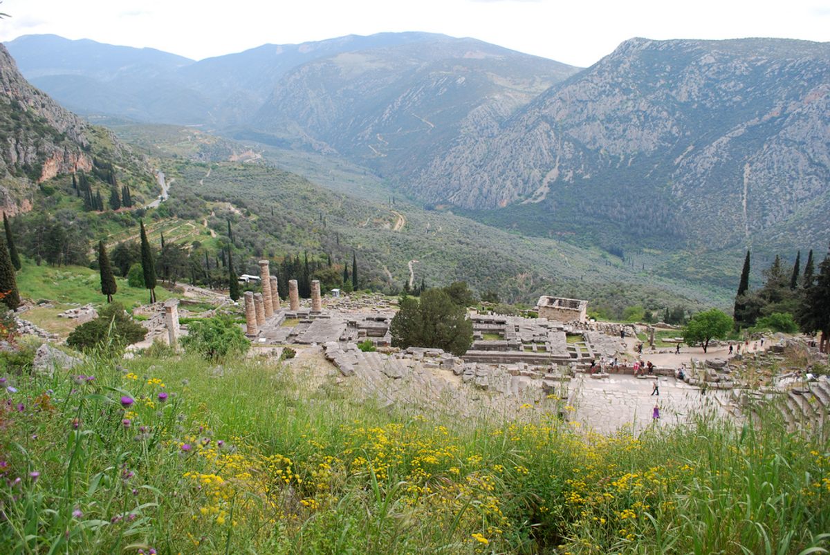 The Temple of Apollo at Delphi.