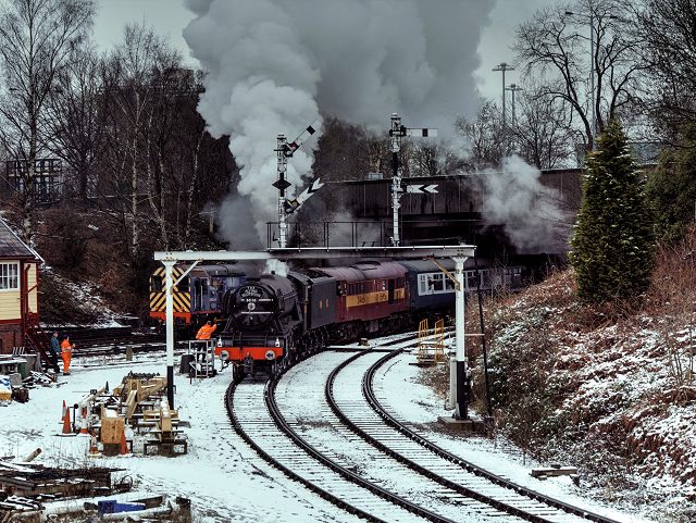 The Flying Scotsman this past January, out on a private test run in Bury South Junction.