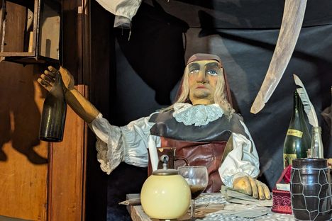 Puppet with wine