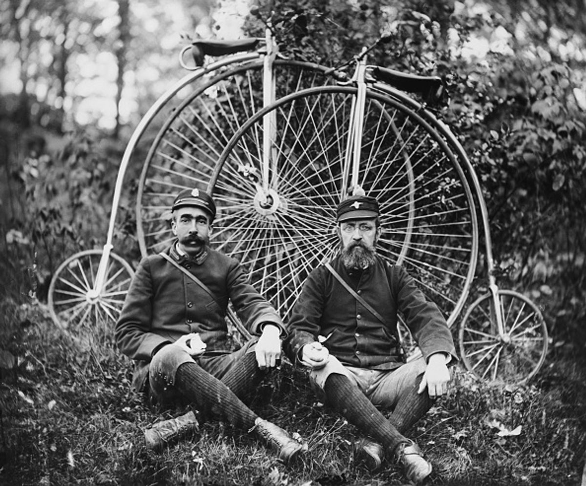 The wheels may have been a bit less balanced, but biking's popularity skyrocketed in the 1890s.