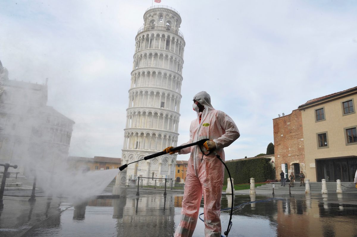 Piazza dei Miracoli, Pisa, Italy, March 17, 2020.