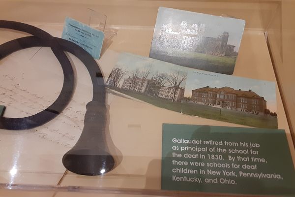 Before hearing aids, people used ear trumpets and ear horns used to communicate with Deaf people