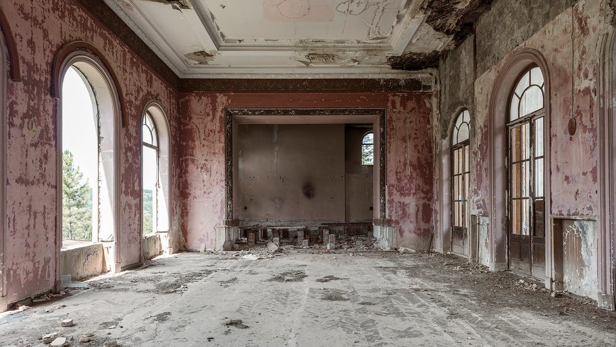 The remains of a theater inside a Georgia sanatorium.