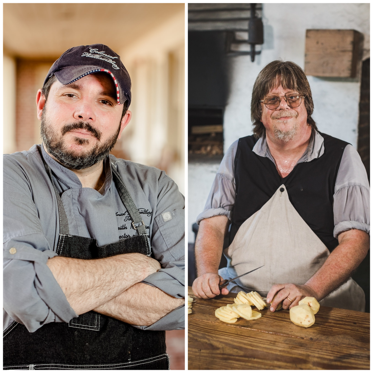 Chef Keith Nickerson (left) and Frank Clark, an expert on historic foodways (right), collaborated on the new menu.