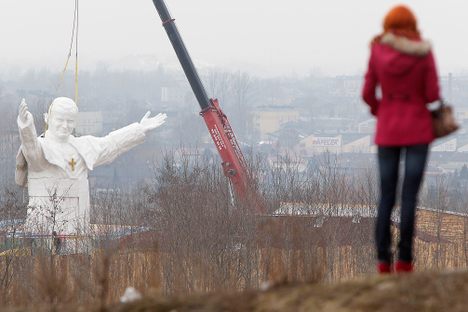 Brought to You By the Manufacturers of Fiberglass Dinosaurs: The Tallest Pope Statue in the World