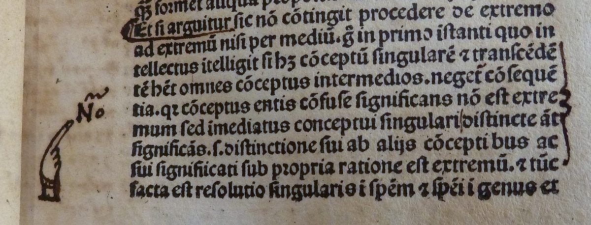 A manicule pointing to "Nõ," a Latin abbreviation for "Note."