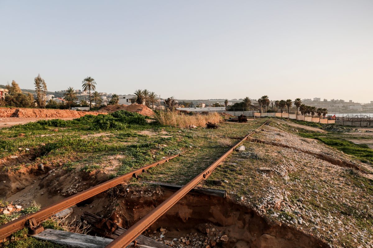 The remains of a railway track near Saida.